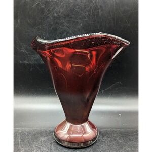 Vintage Ruby Red Studio Art Glass Vase Signed R. Ricciardelli Cased 7"